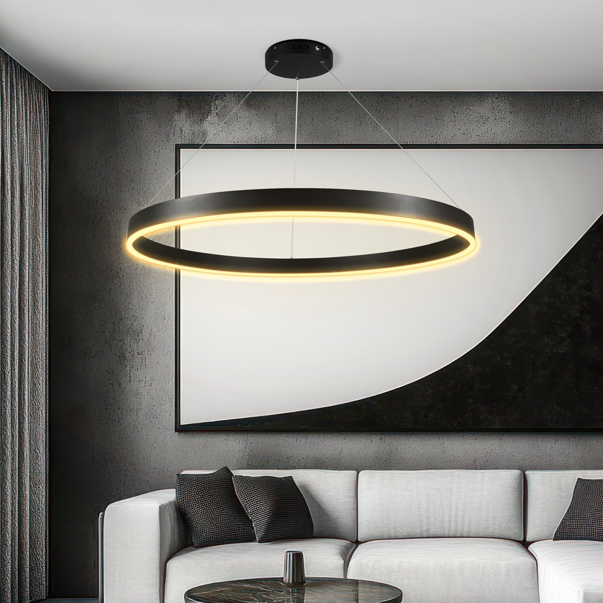 kelvo® VENOM KLV-101-0193 Κρεμαστό Φωτιστικό Οροφής LED 75W 7500lm 120° AC 220-240V IP20 Ρυθμιζόμενο Λευκό CCT με Χειριστήριο από 2700K έως 6000K Dimmable - Lumileds SMD Chip - Μαύρο Ματ - Μ100 x Π100 x Υ6.5cm - 3 Χρόνια Εγγύηση