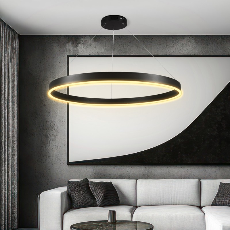 kelvo® VENOM KLV-101-0193 Κρεμαστό Φωτιστικό Οροφής LED 75W 7500lm 120° AC 220-240V IP20 Ρυθμιζόμενο Λευκό CCT με Χειριστήριο από 2700K έως 6000K Dimmable - Lumileds SMD Chip - Μαύρο Ματ - Μ100 x Π100 x Υ6.5cm - 3 Χρόνια Εγγύηση