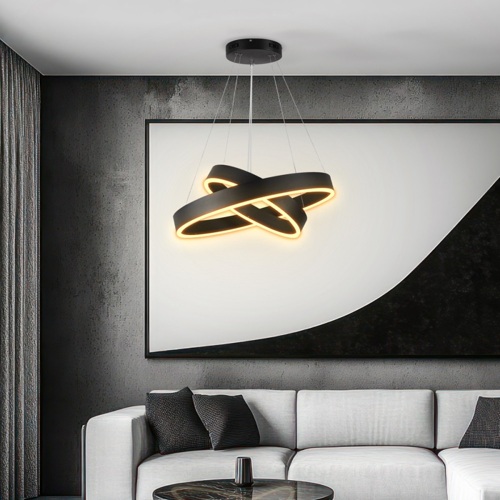 kelvo® VENOM KLV-101-0196-V2 Κρεμαστό Φωτιστικό Οροφής LED 75W 7500lm 120° AC 220-240V IP20 Ρυθμιζόμενο Λευκό CCT με Χειριστήριο από 2700K έως 6000K Dimmable - Lumileds SMD Chip - Μαύρο Ματ - Μ60 x Π60 x Υ40cm - 3 Χρόνια Εγγύηση