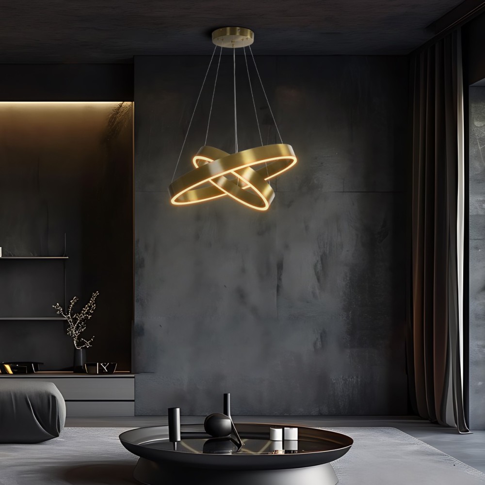 kelvo® VENOM KLV-101-0198-V2 Κρεμαστό Φωτιστικό Οροφής LED 75W 7500lm 120° AC 220-240V IP20 Ρυθμιζόμενο Λευκό CCT με Χειριστήριο από 2700K έως 6000K Dimmable - Lumileds SMD Chip - Χρυσό Πλατίνα - Μ60 x Π60 x Υ40cm - 3 Χρόνια Εγγύηση