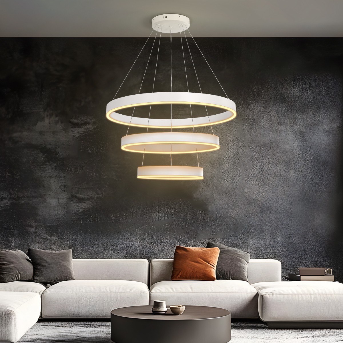 kelvo® VENOM KLV-101-0200 Κρεμαστό Φωτιστικό Οροφής LED 120W 12000lm 120° AC 220-240V IP20 Ρυθμιζόμενο Λευκό CCT με Χειριστήριο από 2700K έως 6000K Dimmable - Lumileds SMD Chip - Λευκό Ματ - Μ80 x Π80 x Υ80cm - 3 Χρόνια Εγγύηση