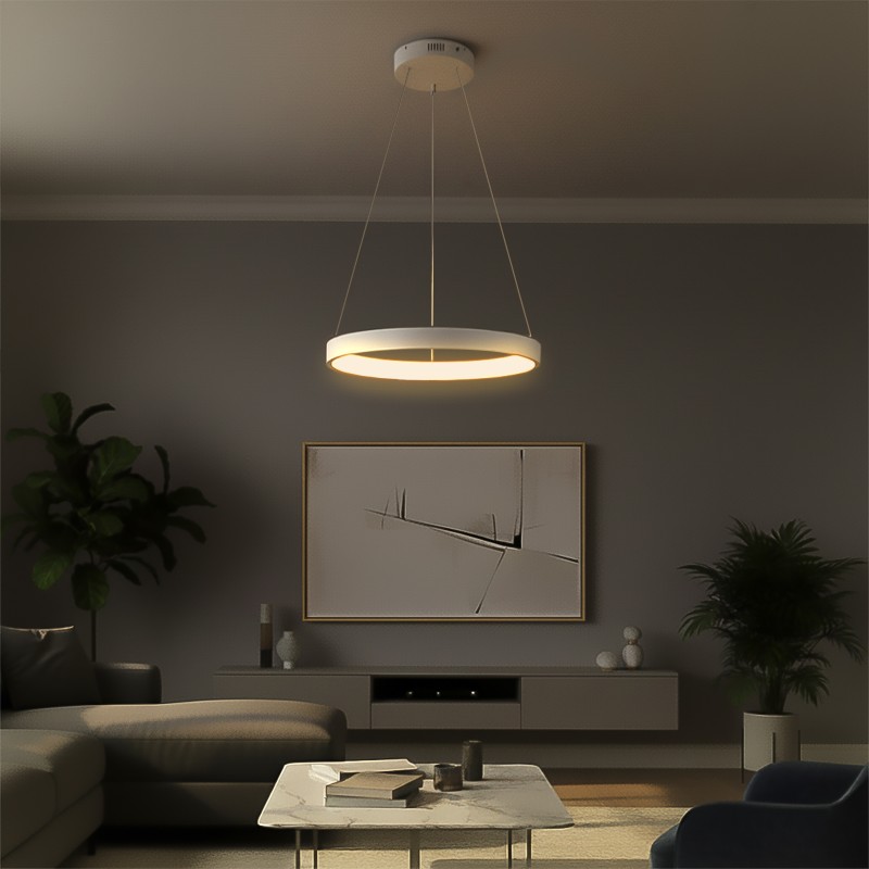 kelvo® NEMESIS KLV-101-0209 Κρεμαστό Φωτιστικό Οροφής LED 45W 4500lm 180° AC 220-240V IP20 Ρυθμιζόμενο Λευκό CCT με Χειριστήριο από 2700K έως 6000K Dimmable - Lumileds SMD Chip - Λευκό Ματ - Μ60 x Π60 x Υ4cm - 3 Χρόνια Εγγύηση