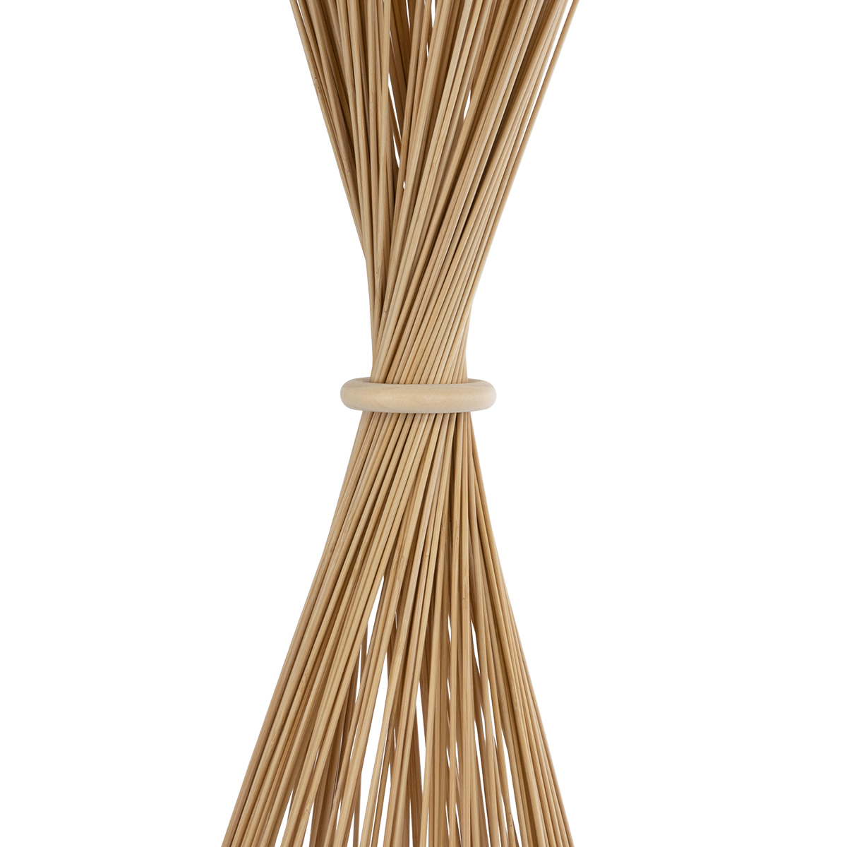GloboStar® PORTONOVO S-02276 Boho Επιδαπέδιο Φωτιστικό Μονόφωτο 1 x E27 IP20 Μπεζ Ξύλο με Λευκό Ύφασμα - Μ35 x Π35 x Υ165cm