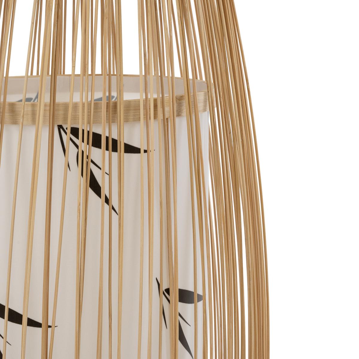 GloboStar® PORTONOVO S-02276 Boho Επιδαπέδιο Φωτιστικό Μονόφωτο 1 x E27 IP20 Μπεζ Ξύλο με Λευκό Ύφασμα - Μ35 x Π35 x Υ165cm