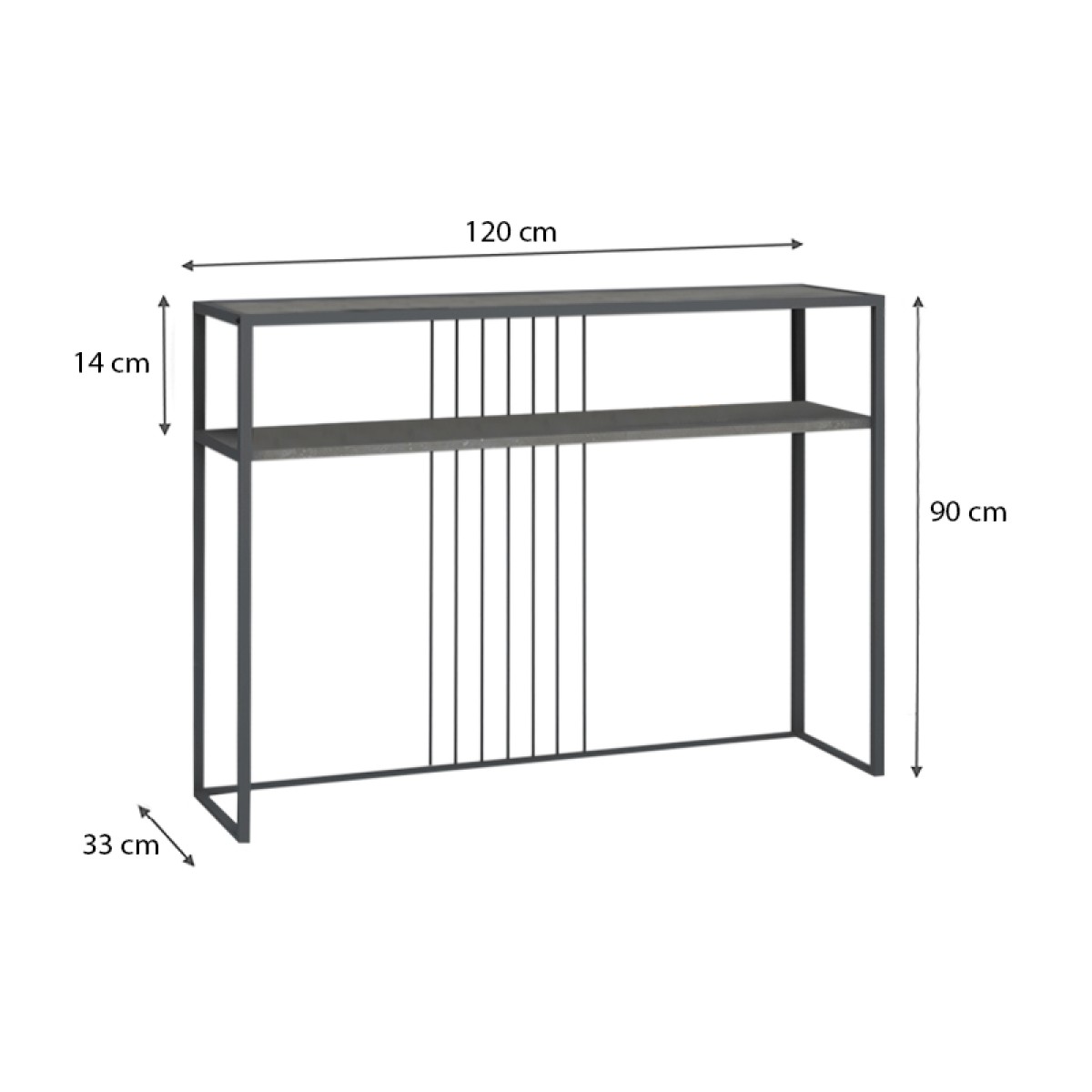 Κονσόλα Kary Megapap χρώμα γκρι σκυροδέματος 120x33x90εκ.