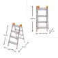 Σκάλα Double Step Perilla μεταλλική 4+4 σκαλοπάτια 93εκ.