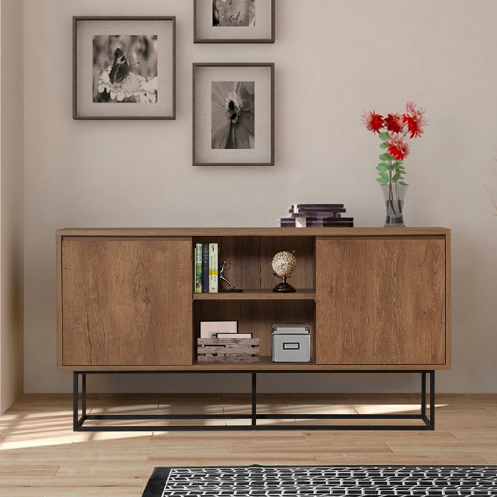 Μπουφές Amedeo Megapap από μελαμίνη χρώμα καρυδί 140x36x72εκ.