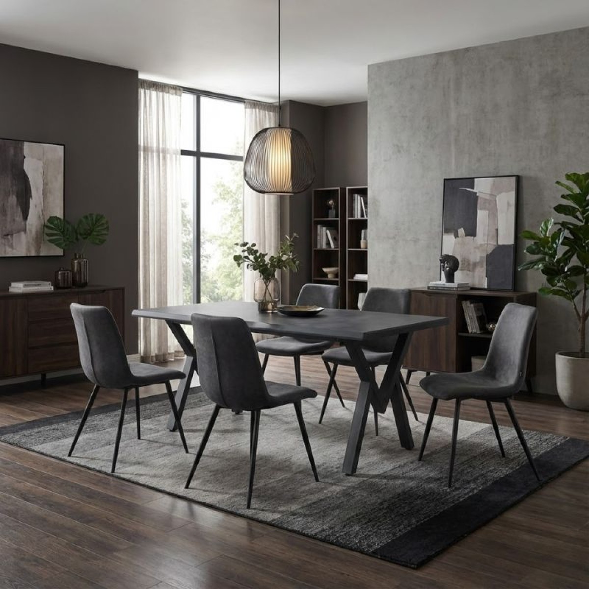 Τραπέζι Walter Megapap Mdf - μεταλλικό χρώμα σκούρο γκρι σκυροδέματος 160x80x75εκ.