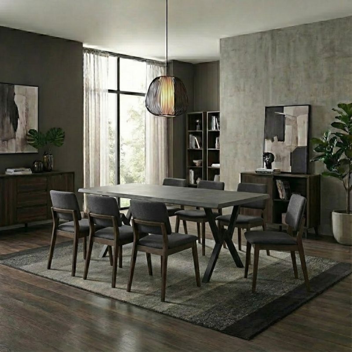 Τραπέζι Walter Megapap Mdf - μεταλλικό χρώμα σκούρο γκρι σκυροδέματος 200x100x75εκ.