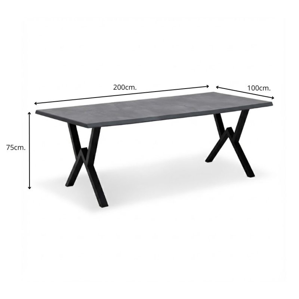 Τραπέζι Walter Megapap Mdf - μεταλλικό χρώμα σκούρο γκρι σκυροδέματος 200x100x75εκ.