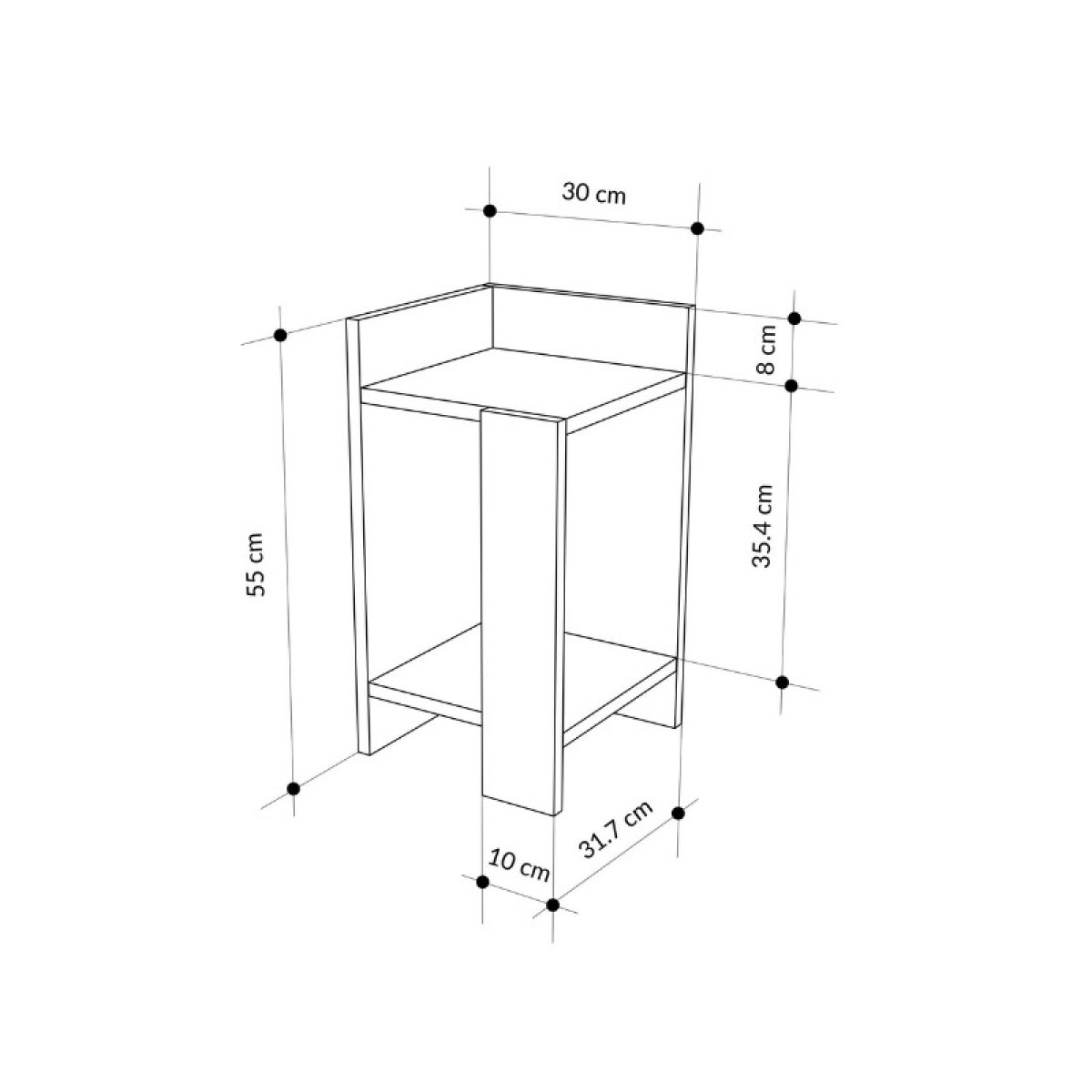 Κομοδίνο Elos Megapap χρώμα saphhire oak - silky black 30x31,7x55εκ.