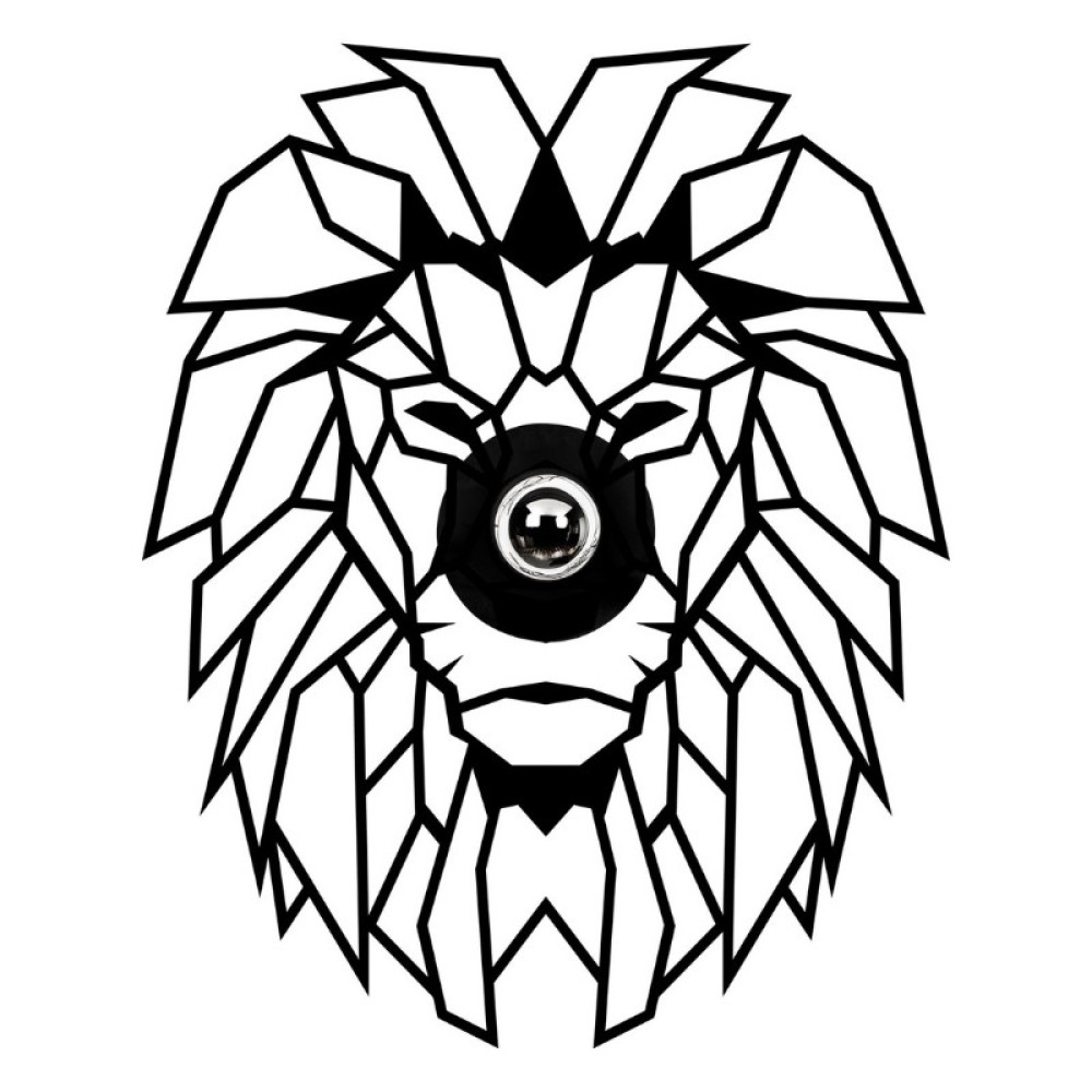 Απλίκα τοίχου Lion Megapap E27 MDF χρώμα μαύρο 39x12x49εκ.