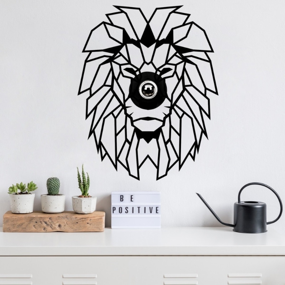 Απλίκα τοίχου Lion Megapap E27 MDF χρώμα μαύρο 39x12x49εκ.
