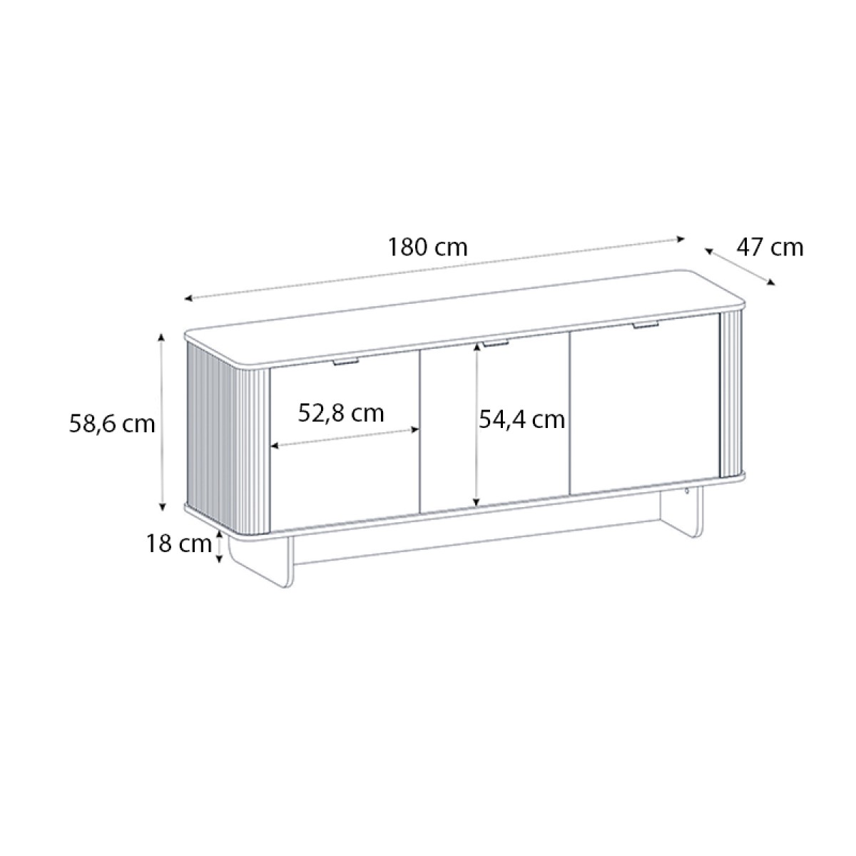 Μπουφές Bohema Megapap χρώμα ivory - sepet oak 180x47x76,6εκ.