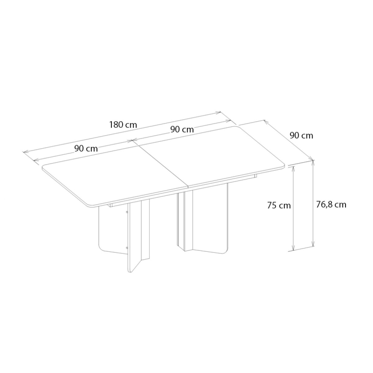 Τραπέζι Lava Megapap χρώμα rota oak - ανθρακί 180x90x76,8εκ.