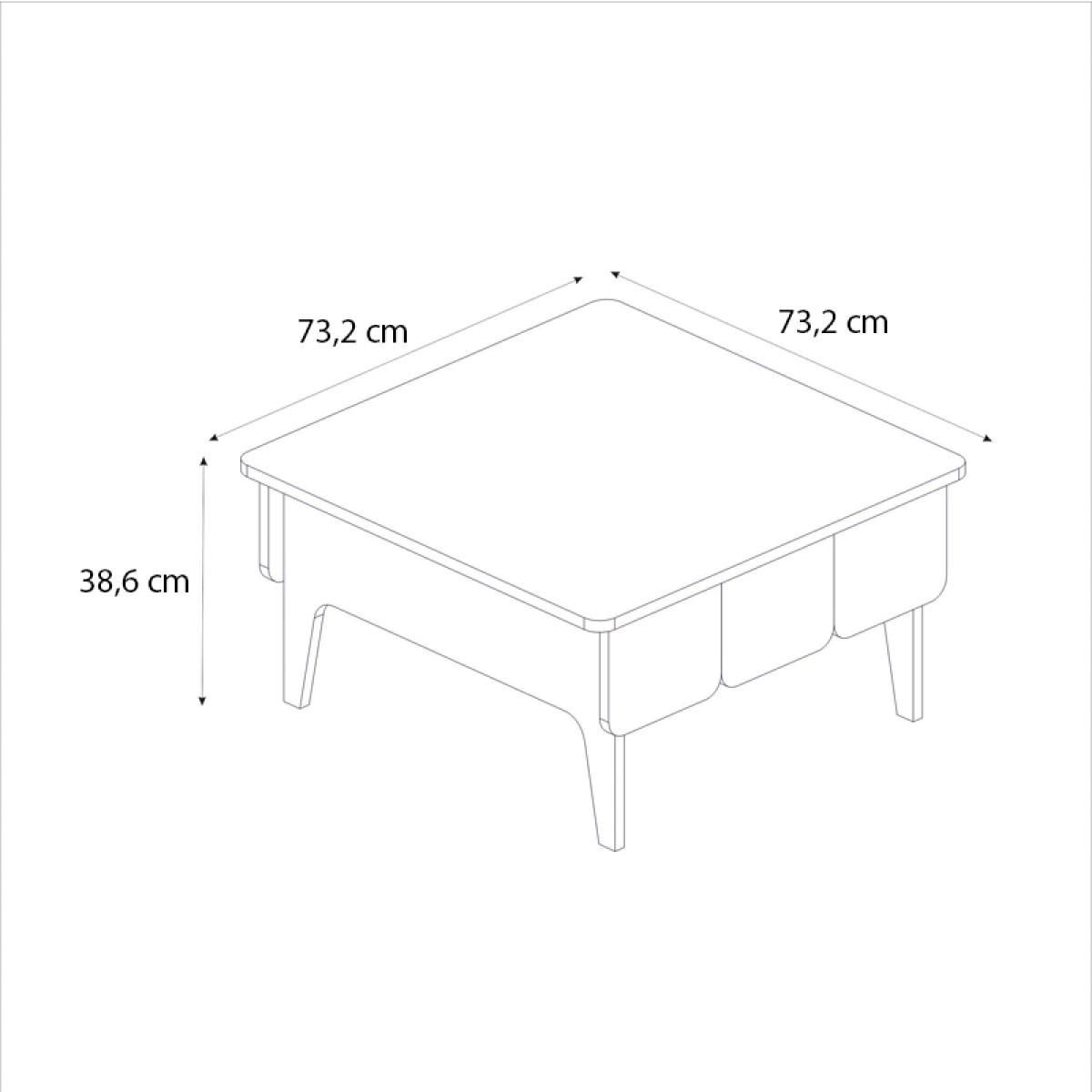 Τραπεζάκι σαλονιού Pedro Megapap χρώμα ανθρακί - rota oak 73,2x73,2x38,6εκ.