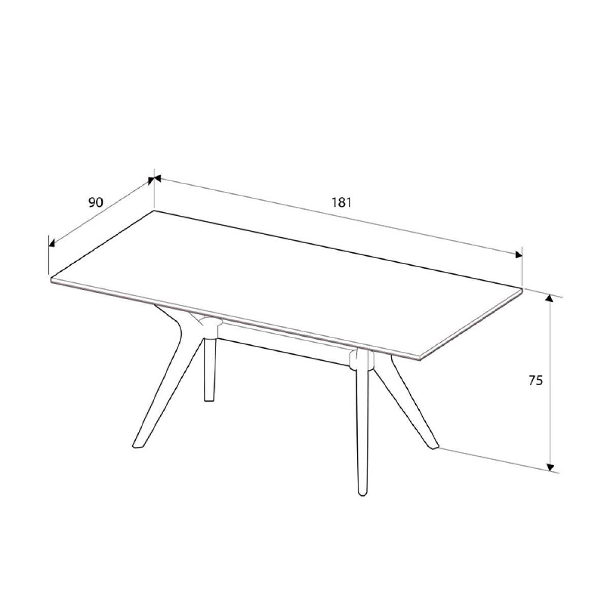 Τραπέζι Luna Megapap χρώμα florida oak 181x90x75εκ.