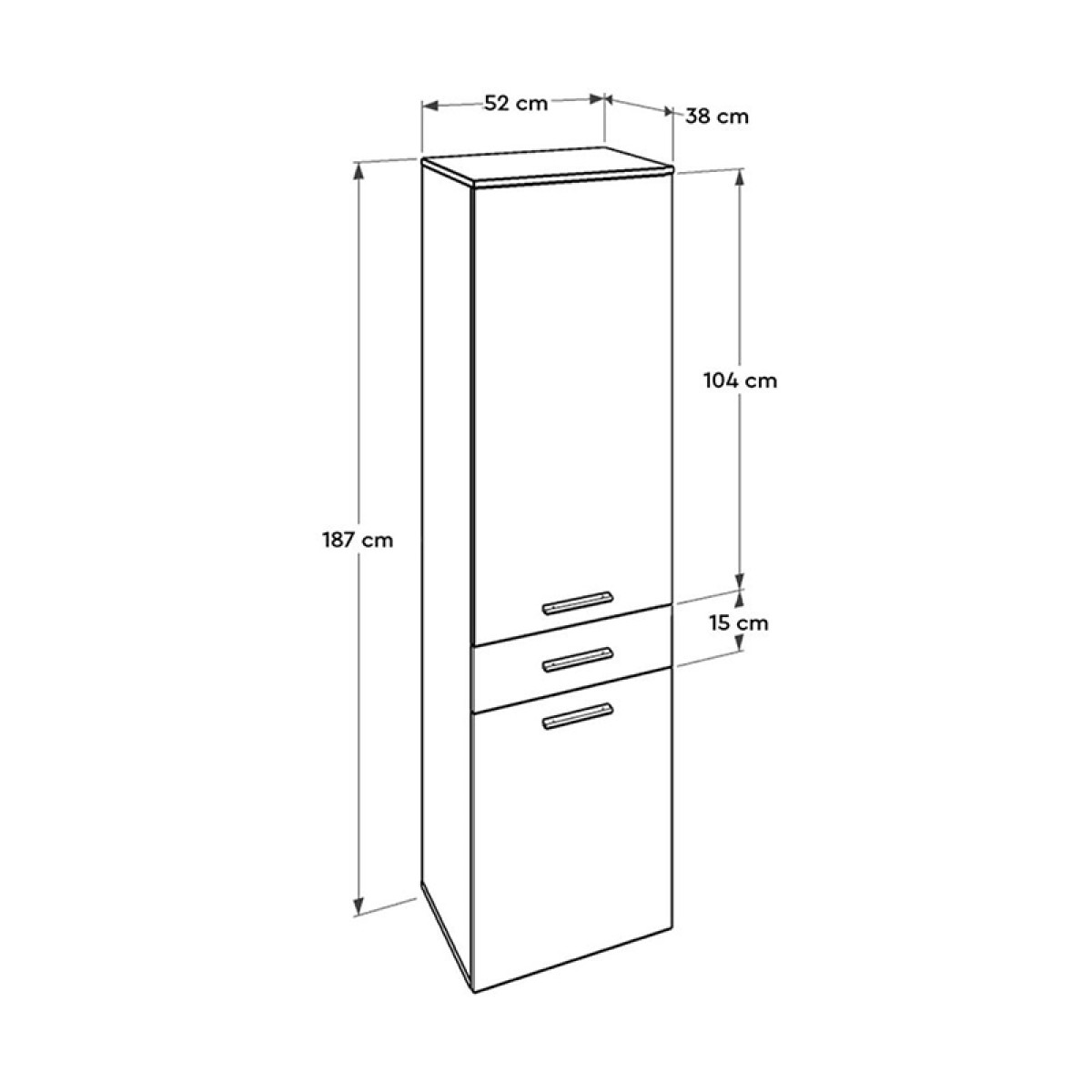Ντουλάπι με καλάθι απλύτων Diamond Megapap χρώμα λευκό gloss 52x38x187εκ.