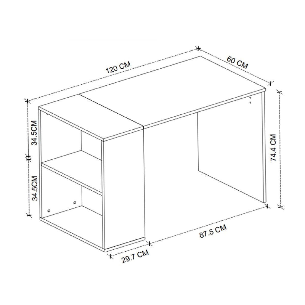 Γραφείο εργασίας Smyrna Megapap χρώμα λευκό 120x60x74,4εκ.