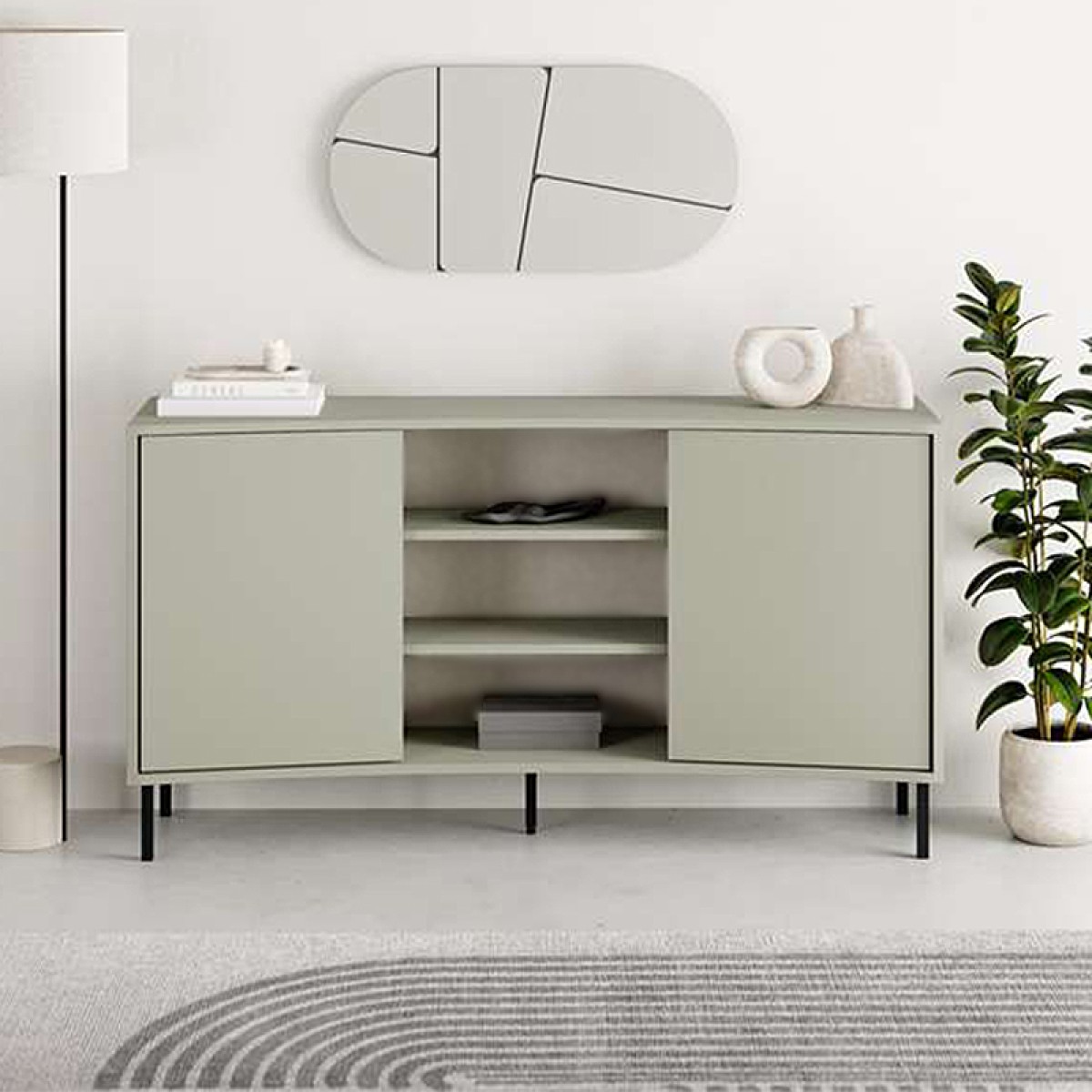 Μπουφές Frem Megapap χρώμα ash green 150x40x81εκ.