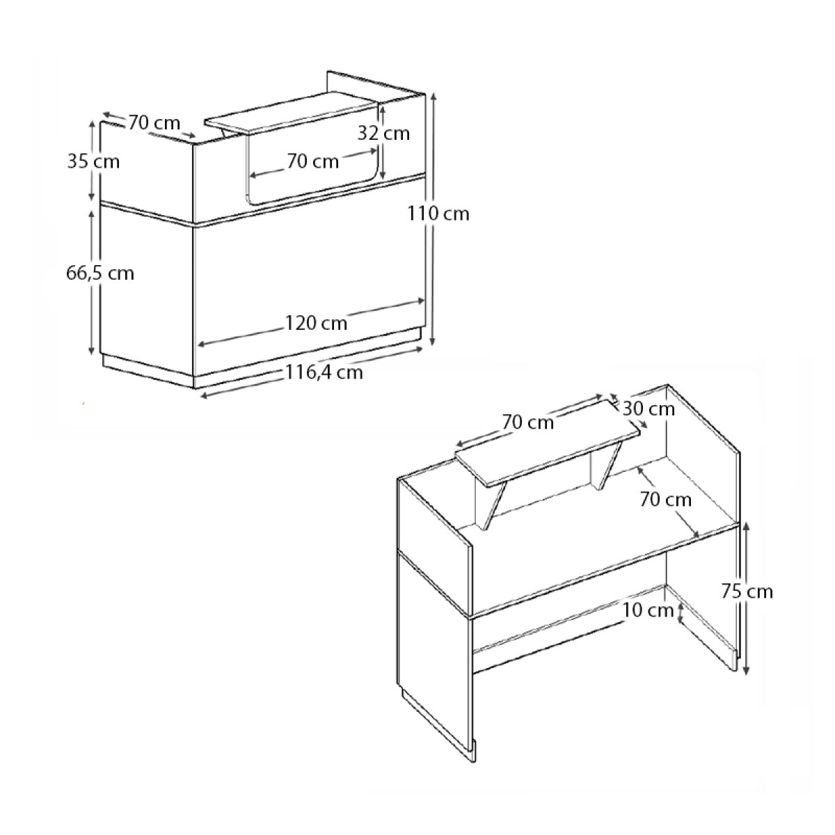 Γραφείο reception Lemmon Megapap χρώμα γκρι σκυροδέματος 120x70x110εκ.