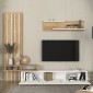Σύνθεση τηλεόρασης Rosaline Megapap χρώμα λευκό - sepet oak 233x31,3x196,8εκ.