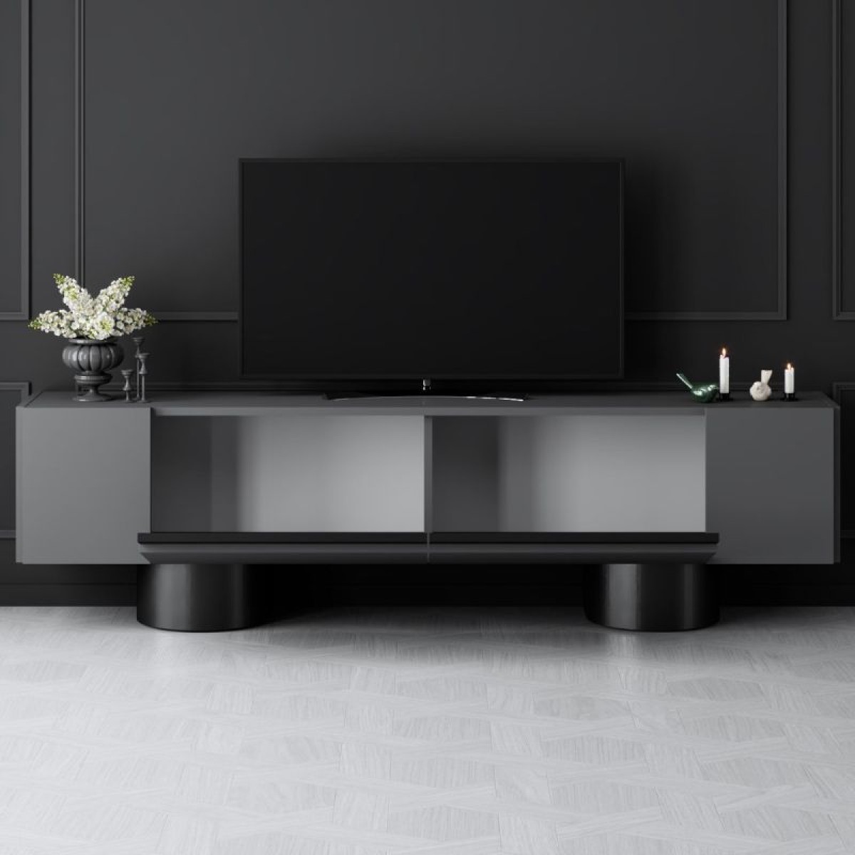 Έπιπλο τηλεόρασης Haven Megapap χρώμα ανθρακί 180x30x50εκ.