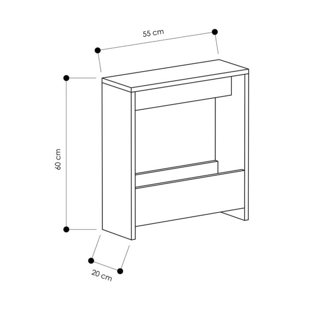 Τραπεζάκι βοηθητικό Simpi Megapap χρώμα sapphire oak 55x20x60εκ.