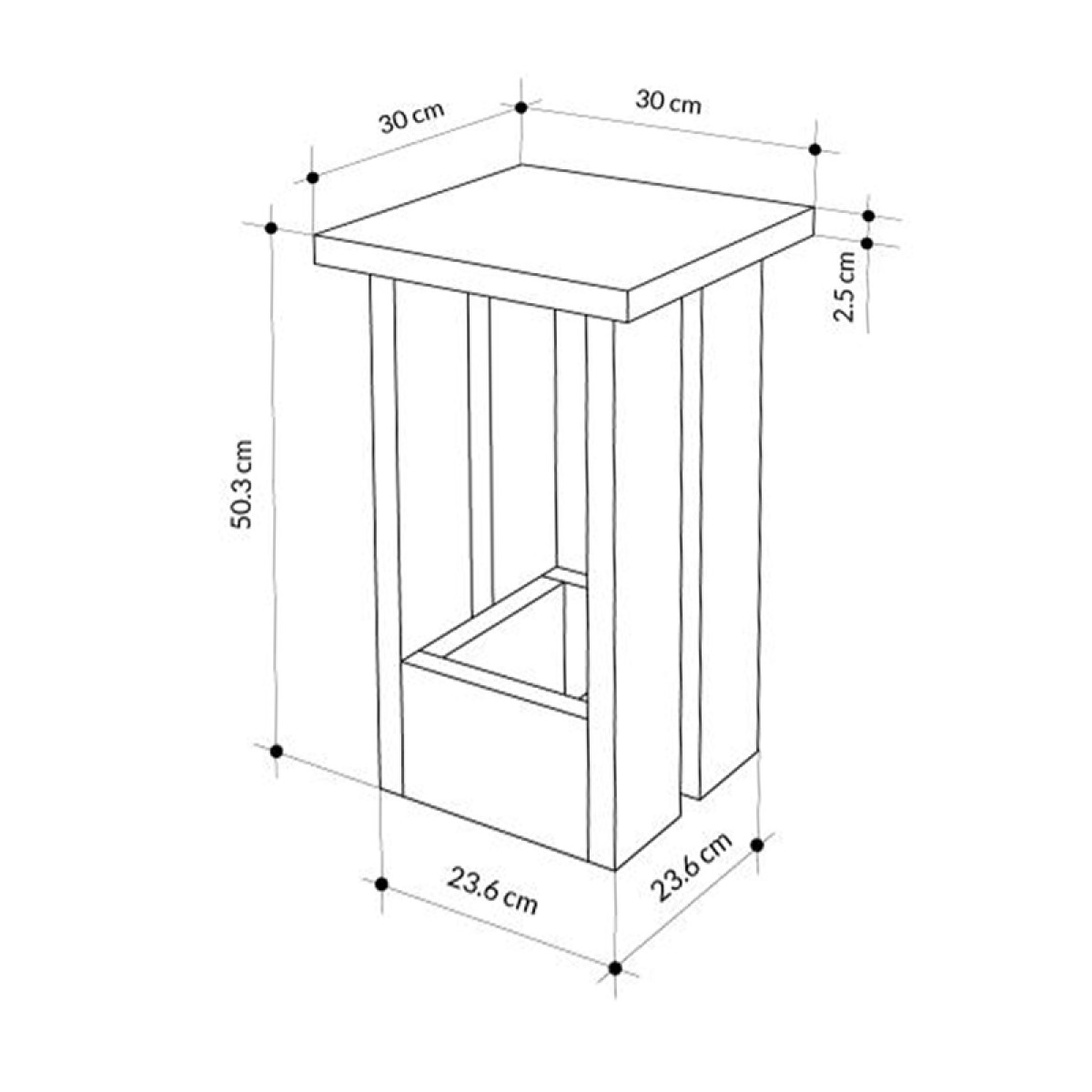 Τραπεζάκι βοηθητικό Tasos Megapap χρώμα λευκό 30x30x50,3εκ.