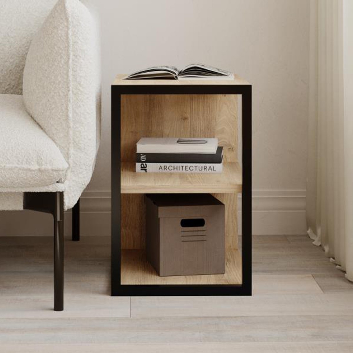 Τραπεζάκι βοηθητικό - Κομοδίνο Echo Megapap χρώμα sapphire oak 30x42x45εκ.