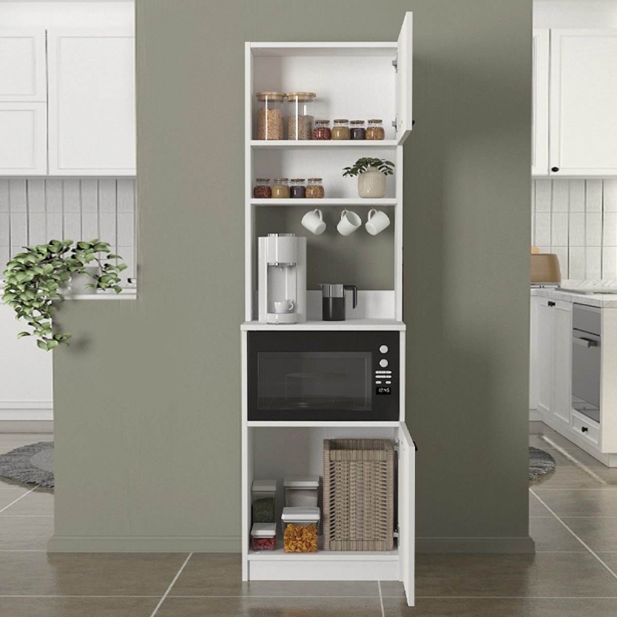 Έπιπλο κουζίνας Tuco 1 Megapap χρώμα λευκό 53,8x40x180εκ. Έπιπλο κουζίνας Tuco 1 Megapap χρώμα λευκό 53,8x40x180εκ.