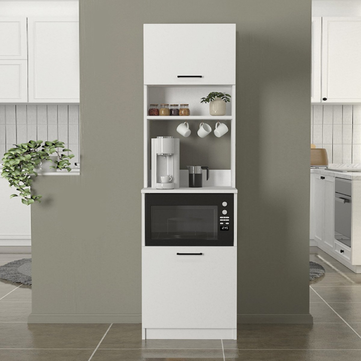 Έπιπλο κουζίνας Tuco 1 Megapap χρώμα λευκό 53,8x40x180εκ. Έπιπλο κουζίνας Tuco 1 Megapap χρώμα λευκό 53,8x40x180εκ.