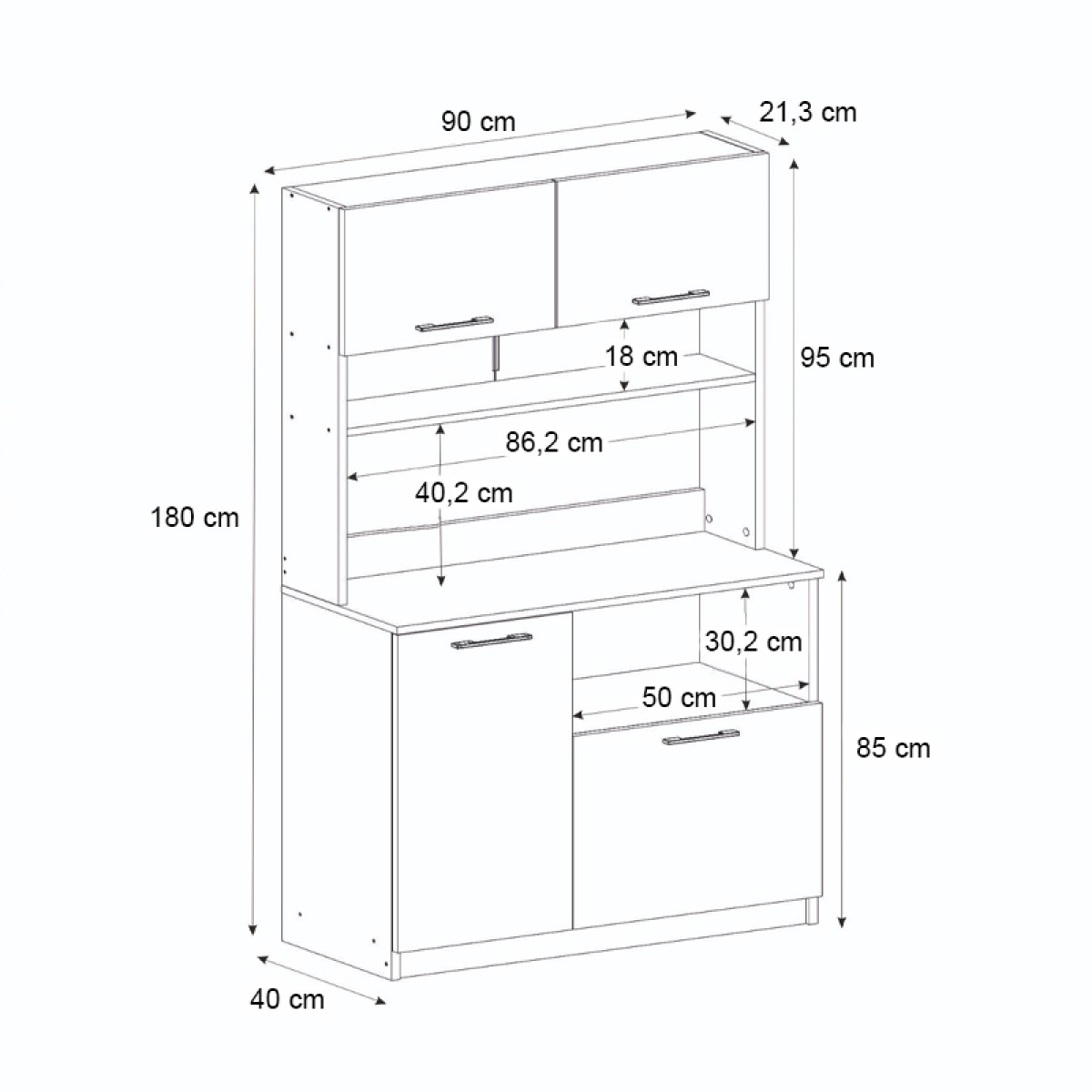 Έπιπλο κουζίνας Tuco 2 Megapap χρώμα λευκό 90x40x180εκ. Έπιπλο κουζίνας Tuco 2 Megapap χρώμα λευκό 90x40x180εκ.