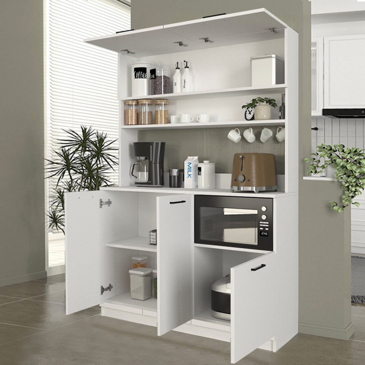 Έπιπλο κουζίνας Tuco 3 Megapap χρώμα λευκό 123,8x40x180εκ. Έπιπλο κουζίνας Tuco 3 Megapap χρώμα λευκό 123,8x40x180εκ.