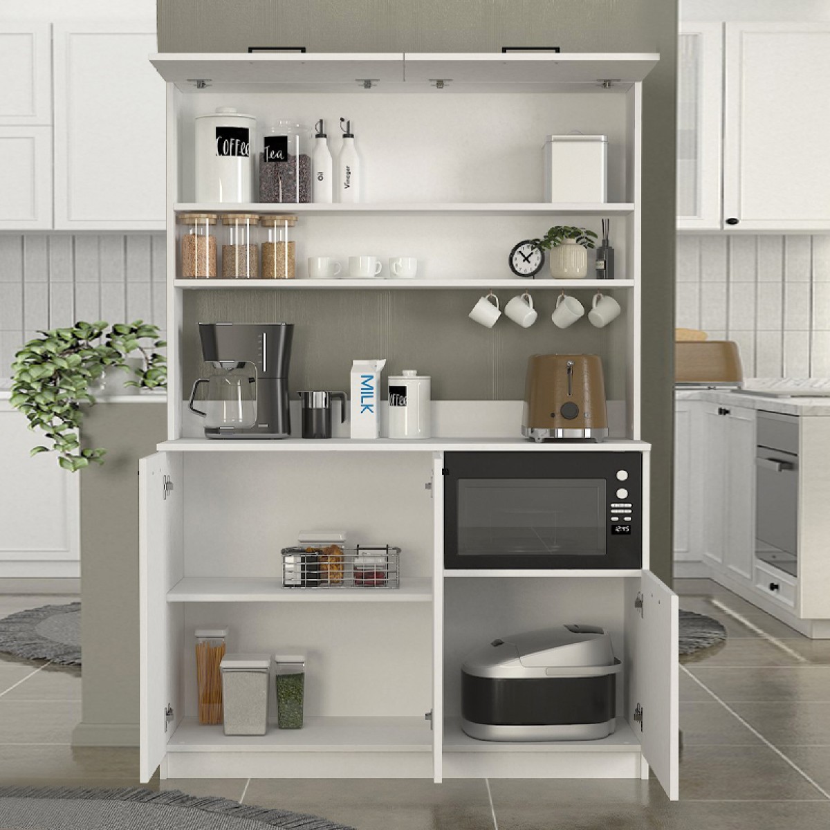 Έπιπλο κουζίνας Tuco 3 Megapap χρώμα λευκό 123,8x40x180εκ. Έπιπλο κουζίνας Tuco 3 Megapap χρώμα λευκό 123,8x40x180εκ.