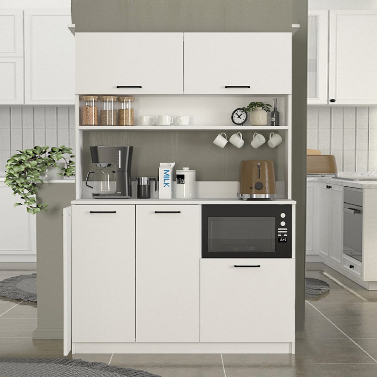 Έπιπλο κουζίνας Tuco 3 Megapap χρώμα λευκό 123,8x40x180εκ. Έπιπλο κουζίνας Tuco 3 Megapap χρώμα λευκό 123,8x40x180εκ.