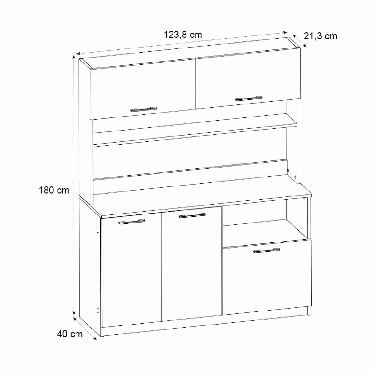 Έπιπλο κουζίνας Tuco 3 Megapap χρώμα λευκό 123,8x40x180εκ. Έπιπλο κουζίνας Tuco 3 Megapap χρώμα λευκό 123,8x40x180εκ.