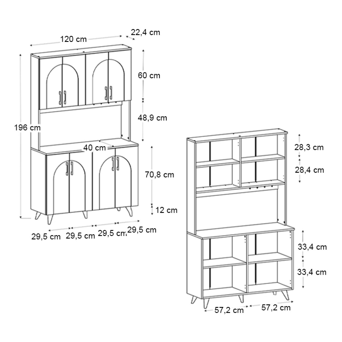 Έπιπλο κουζίνας Kalira 4 Megapap χρώμα λευκό - rota oak 120x40x196εκ. Έπιπλο κουζίνας Kalira 4 Megapap χρώμα λευκό - rota oak 120x40x196εκ.