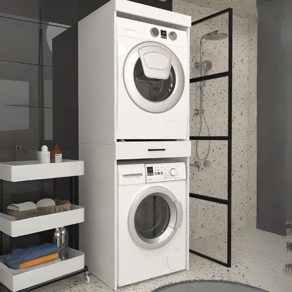 Έπιπλο πλυντηρίου - στεγνωτηρίου Fika Megapap χρώμα λευκό 67x61,8x198,5εκ. Έπιπλο πλυντηρίου - στεγνωτηρίου Fika Megapap χρώμα λευκό 67x61,8x198,5εκ.