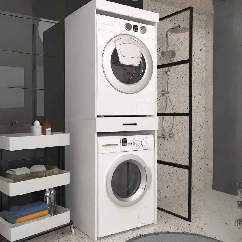 Έπιπλο πλυντηρίου - στεγνωτηρίου Fika Megapap χρώμα λευκό 67x61,8x198,5εκ. Έπιπλο πλυντηρίου - στεγνωτηρίου Fika Megapap χρώμα λευκό 67x61,8x198,5εκ.