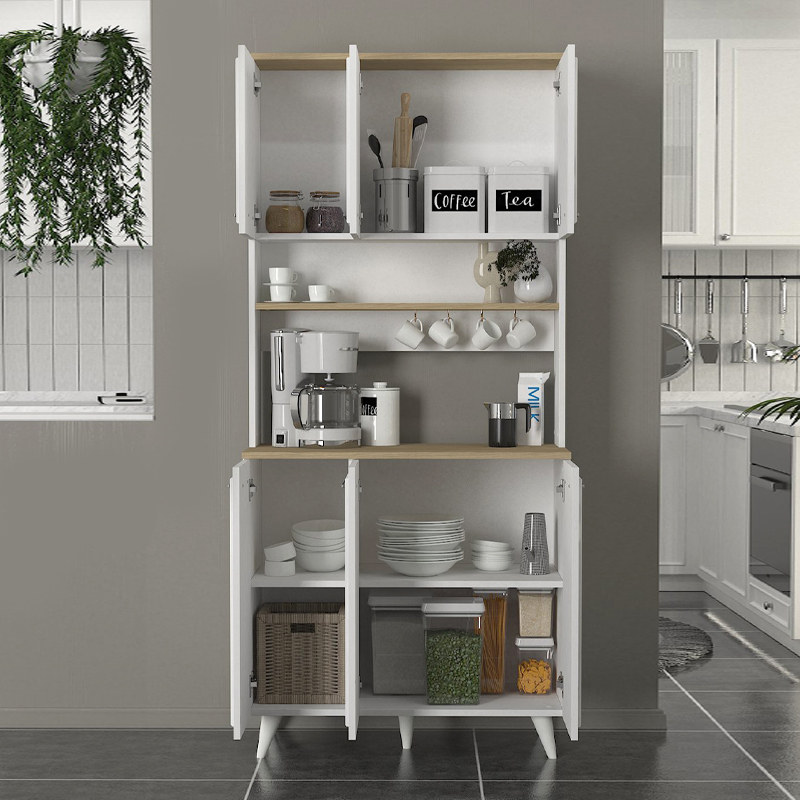 Έπιπλο κουζίνας Potter 3 Megapap χρώμα λευκό - rota oak 90x40x196,1εκ. Έπιπλο κουζίνας Potter 3 Megapap χρώμα λευκό - rota oak 90x40x196,1εκ.