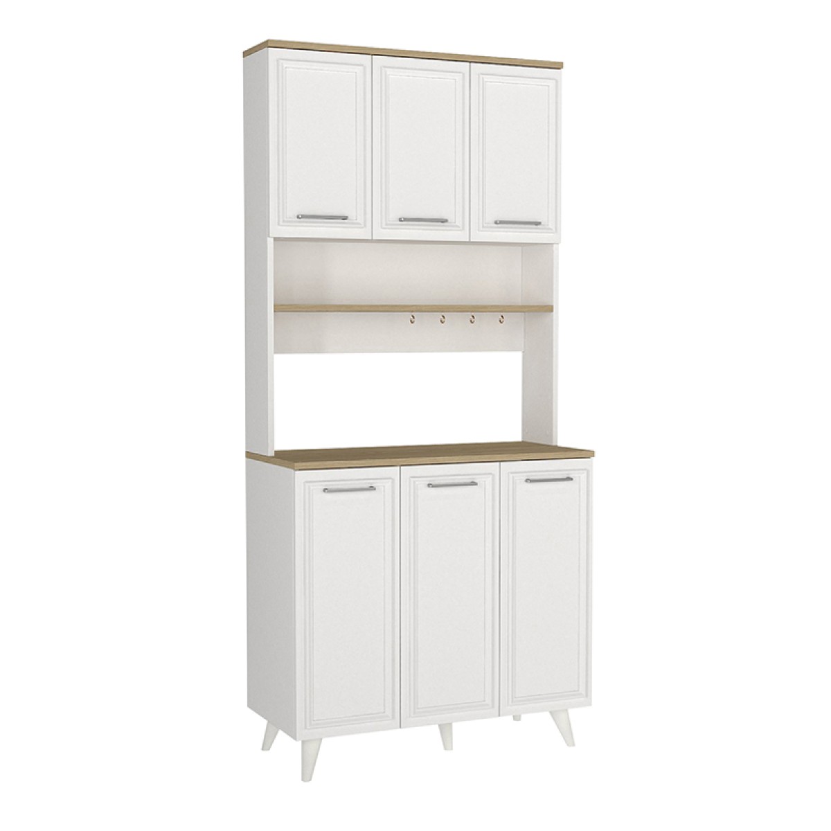 Έπιπλο κουζίνας Potter 3 Megapap χρώμα λευκό - rota oak 90x40x196,1εκ. Έπιπλο κουζίνας Potter 3 Megapap χρώμα λευκό - rota oak 90x40x196,1εκ.