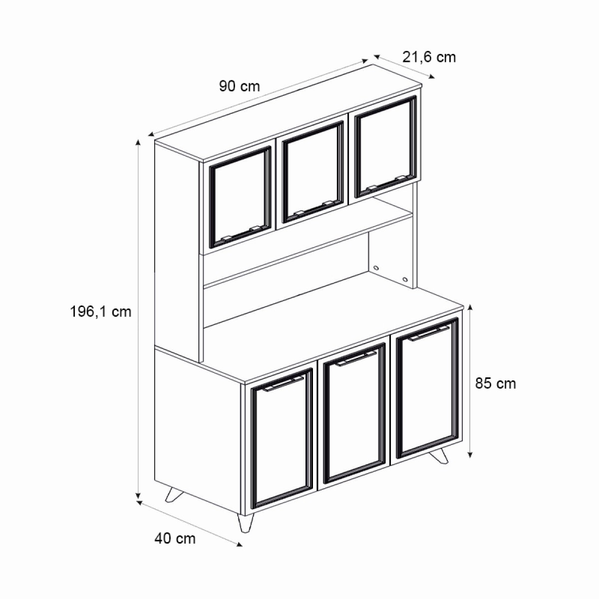 Έπιπλο κουζίνας Potter 3 Megapap χρώμα λευκό - rota oak 90x40x196,1εκ. Έπιπλο κουζίνας Potter 3 Megapap χρώμα λευκό - rota oak 90x40x196,1εκ.