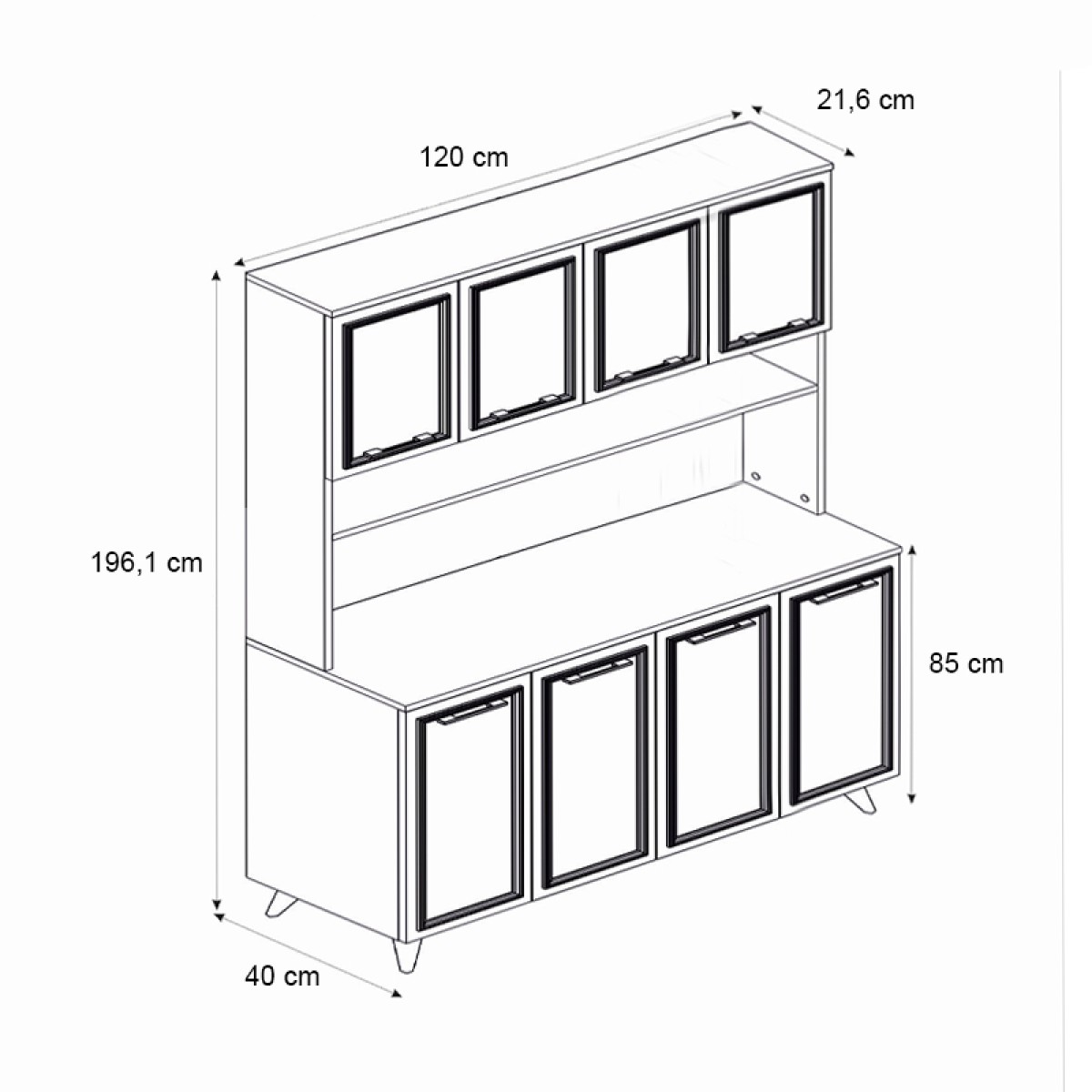 Έπιπλο κουζίνας Potter 4 Megapap χρώμα λευκό - rota oak 120x40x196,1εκ. Έπιπλο κουζίνας Potter 4 Megapap χρώμα λευκό - rota oak 120x40x196,1εκ.