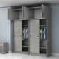 Ντουλάπα ρούχων Regio Megapap τετράφυλλη συρόμενη με πατάρι χρώμα γκρι σκυροδέματος 200x60x240εκ.