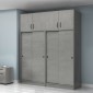 Ντουλάπα ρούχων Regio Megapap τετράφυλλη συρόμενη με πατάρι χρώμα γκρι σκυροδέματος 200x60x240εκ.