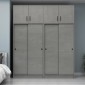Ντουλάπα ρούχων Regio Megapap τετράφυλλη συρόμενη με πατάρι χρώμα γκρι σκυροδέματος 200x60x240εκ.
