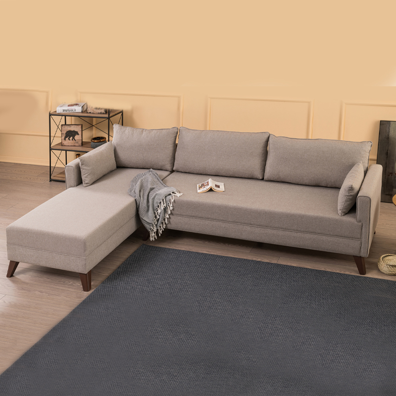 Γωνιακός καναπές Bella Megapap αριστερή γωνία υφασμάτινος χρώμα κρεμ 275x165x85εκ.