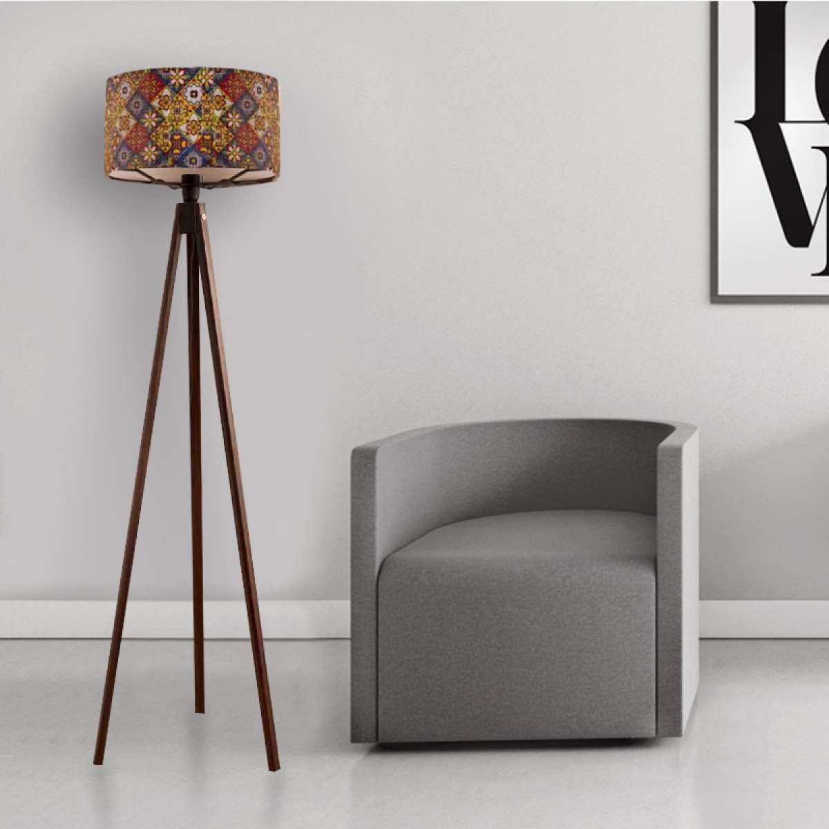 Φωτιστικό δαπέδου Rosling Megapap Mdf/ύφασμα Pvc χρώμα καρυδί - πολύχρωμο 38x38x140εκ. Φωτιστικό δαπέδου Rosling Megapap Mdf/ύφασμα Pvc χρώμα καρυδί - πολύχρωμο 38x38x140εκ.