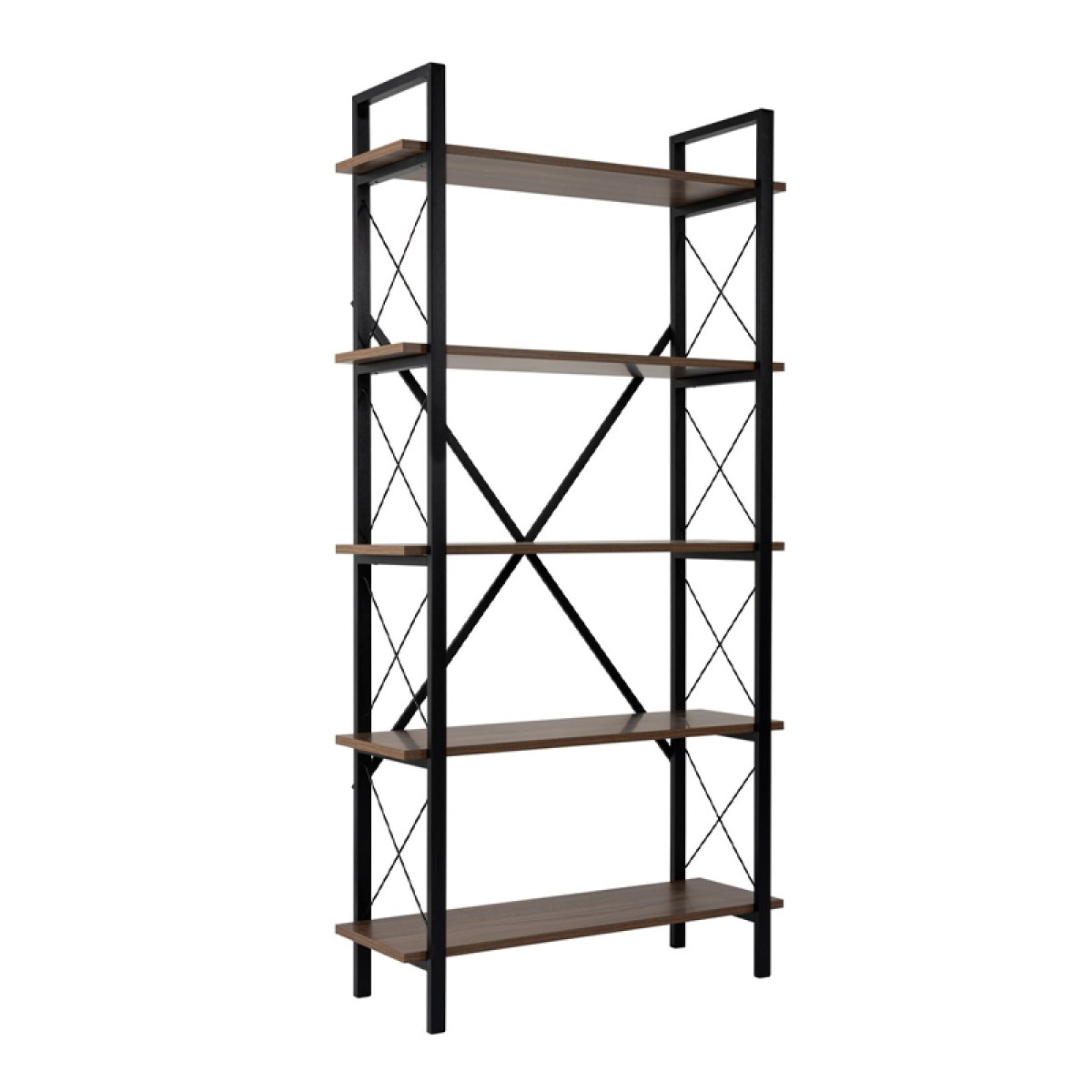 Βιβλιοθήκη Elysian Megapap χρώμα καρυδί - μαύρο 90x33,5x180εκ.